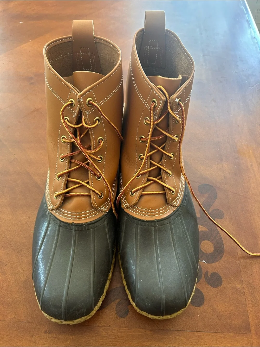 Men's LL Bean Brown Leather and Rubber Duck Boots